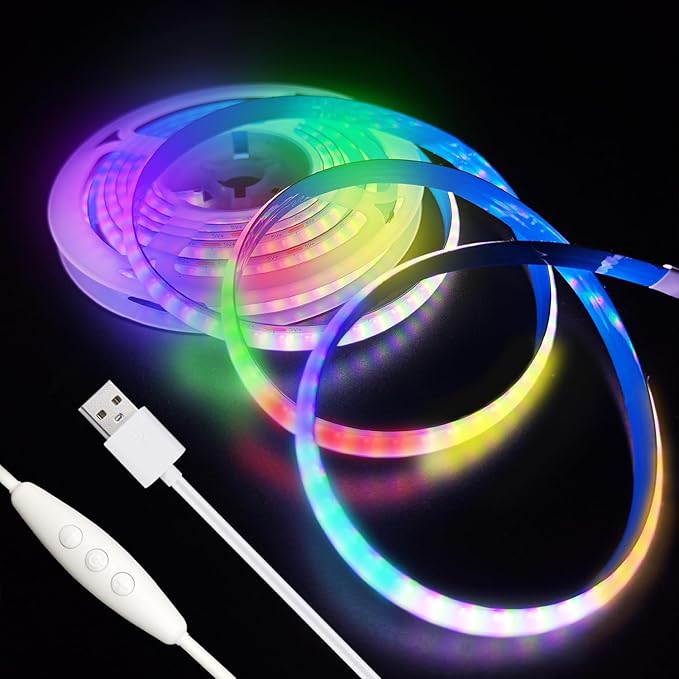 COB LED Strip Lights Multi-Colored Strip Light 3.28FT, 5V Dimmable LED Light Strip, Flexible USB LED Strip for Cabinet, TV Backlighting, Bedroom, Kitchen, Home DIY Lighting