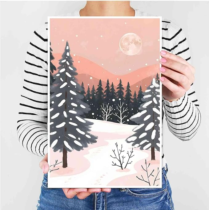 Canvas Wall Art serene winter landscape art print Christmas snow cosy winter's day 32x48in-UnFramed