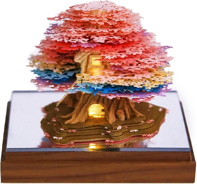 Time Piece Calendar 2026,3D Tree Tear-Away Memo Pad Creative Desk Calendars,3D Notepad Paper Carving Art Sticky Notes,3D Calendar 2026 Suitable for Room and Office Desktop Decoration