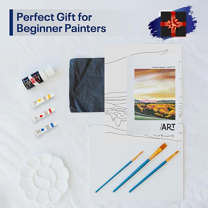 Painting4Real DIY Art Painting Kit for Adults – Learn to Paint Autumn Hill with Video Tutorials – 9 Pieces Acrylic Paint Set for Adults –Perfect Christmas Crafts & Holiday Gifts for Art Lovers