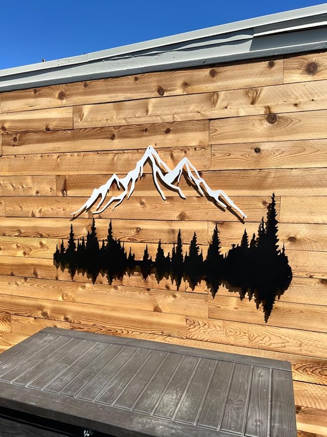 Metal Wall Art | Mountain & Forest Wall Sculptures | Rustic & Modern Wall Decor for Living Room, Home, Bedroom, Office, Kitchen & Outdoor (White, 70.9'' x 47.2'' IN)