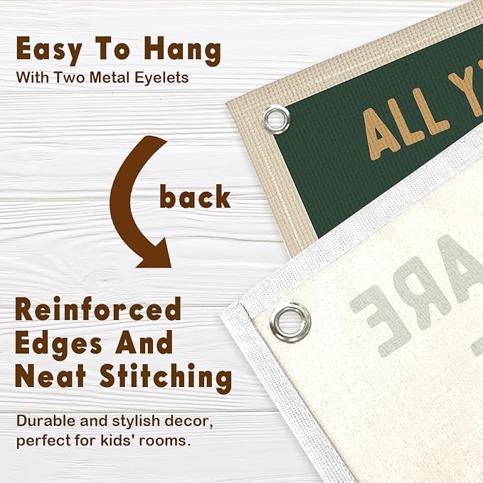Lacama Vintage Classroom Wall College Dorm Decor, Olive Green All Y'all Are Welcome But You Gotta Act Right Banner, Retro Wall Hanging Pennant Flag for Bedroom Kids Room Playroom Decor 30x20 Inch