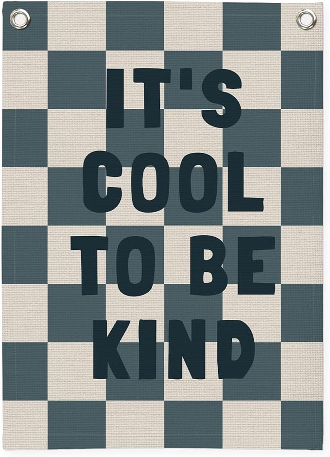 Kids Room Decor,Classroom Banner,It’s Cool to Be Kind,Nursery Decor,Positive Wall Hanging Flag for Bedroom Playroom Classroom Kids Rroom 18x25 Inch(Navy Blue)