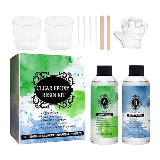 Epoxy Resin Kits 2X3oz,Clear Epoxy Resin - Anti-Yellowing Self-Leveling Hardener High-Gloss for Repair Jewelry Craft Art
