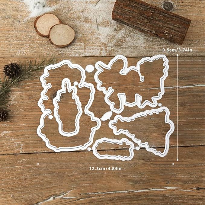 Christmas Platter Wooden Sticks Stamps and Cutting Dies for Card Making DIY Transparent Silicone Clear Stamp and Metal Die Cuts Sets for Scrapbooking Paper Greeting Cards Decor Seals Craft Supplies