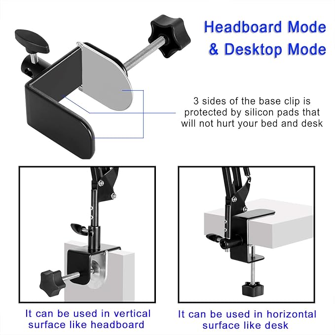 Tablet Stand Adjustable,Foldable Arm Stand for Bed,Aluminum Universal Flexible Tablet Holder with 360 Degree Rotation Compatible with iPad/iPhoneX/iPad Pro/N-Switch,or Other 4.5~12.9 Inches Devices