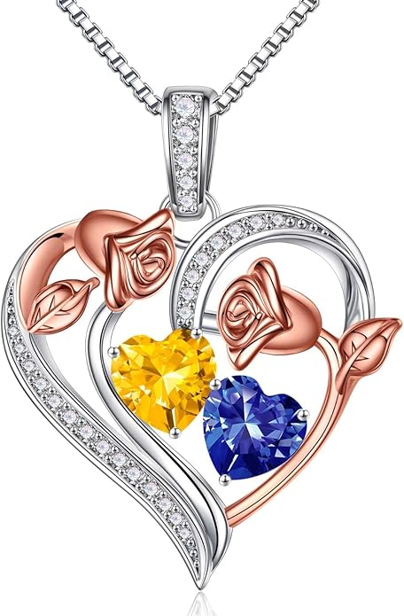 Iefil Christmas Gifts for Women Wife - 925 Sterling Silver Rose Heart Necklace, Stocking Stuffers for Women, Anniversary Birthday Gifts for Wife Girlfriend Mom