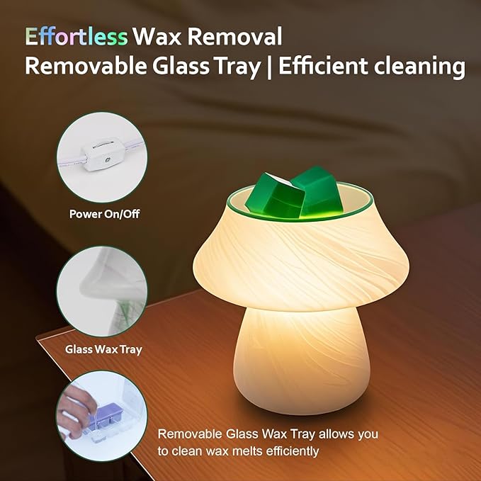Electric Mushroom Wax Melt Warmer, Flameless 3-in-1 Cute Wax Warmer for Scented Wax Candle Lamp Essential Oil Burner Diffuser Decor Candle Warmer Lamp for Home Office Gifts & Decor