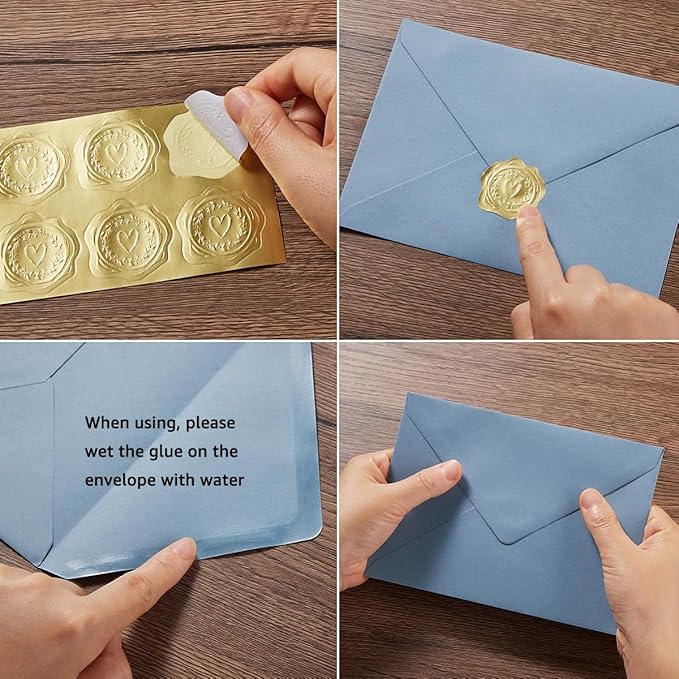 50 Pack Dusty Blue A6 Envelopes with Cards 4x6 Thick Folded Cardstock and Gold Stickers for Greeting Cards, Wedding, Birthday, Invitations, Baby Showers (Dusty Blue, 4x6)