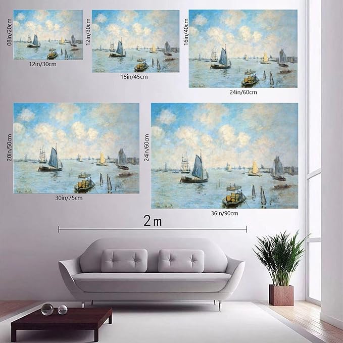 CFIOZYOS 40+ Monet Famous Print Posters The Sea at Amsterdam by Claude Monet Impressionism Canvas Art Poster And Wall Art Picture Print Modern Family Bedroom Decor Posters Unframe 12×18inch(30×45cm)