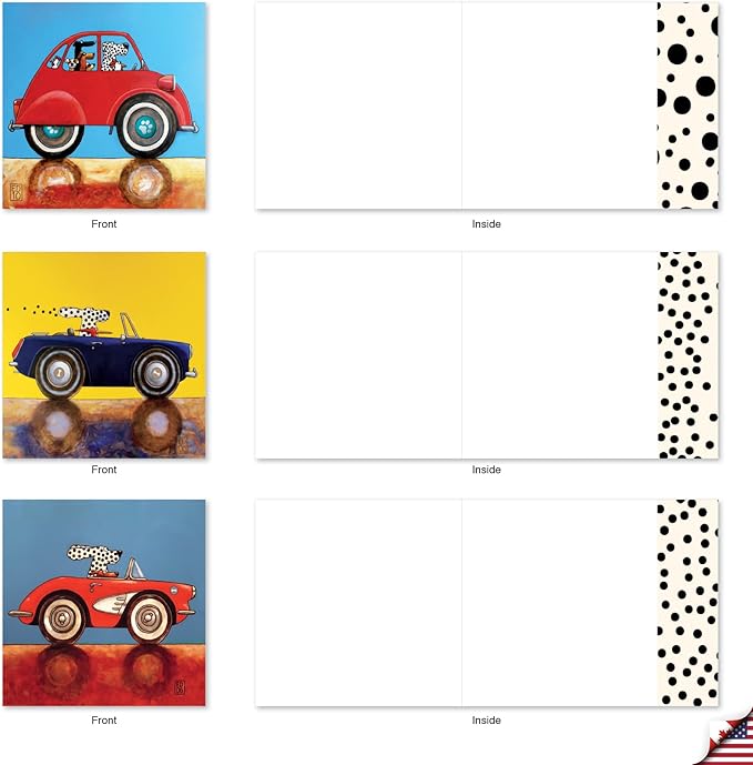 The Best Card Company - 10 Blank Dog Cards Assorted (4 x 5.12 Inch) - Adorable Boxed Animal Note Cards for All Occasions - See Spot Drive MQ4977OCB-B1x10