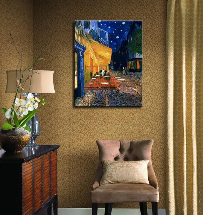 msspart Vincent Van Gogh Canvas Wall Art Cafe Terrace At Night Painting Classic Artwork Picture Print for Home Decor 12"x16"