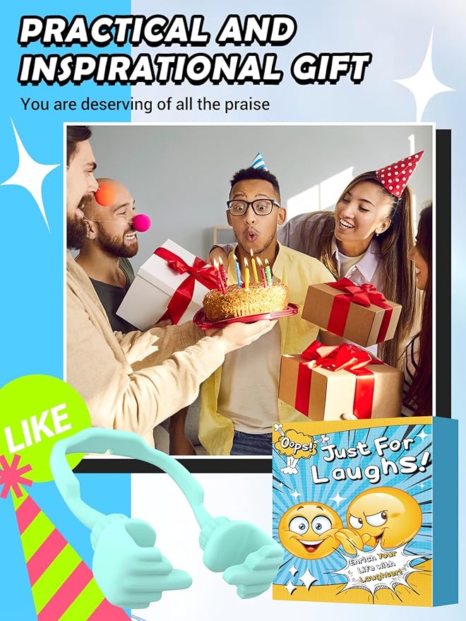 Christmas Stocking Stuffers for Teens Boys Men Adults Gifts: Cell Phone Holder for Desk Funny Gag Gift Unique Gesture Phone Stand Birthday Gifts for Teenager Girls Women White Elephant Cool Stuff