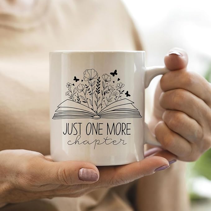 IWXYI Cool Gifts For Writers,Book Mugs For Women,Book Lovers Coffee Mug - Just One More Chapter, Book Lovers Gift Ideas, 11oz Reading Teacher Coffee Mug Ceramic Gifts
