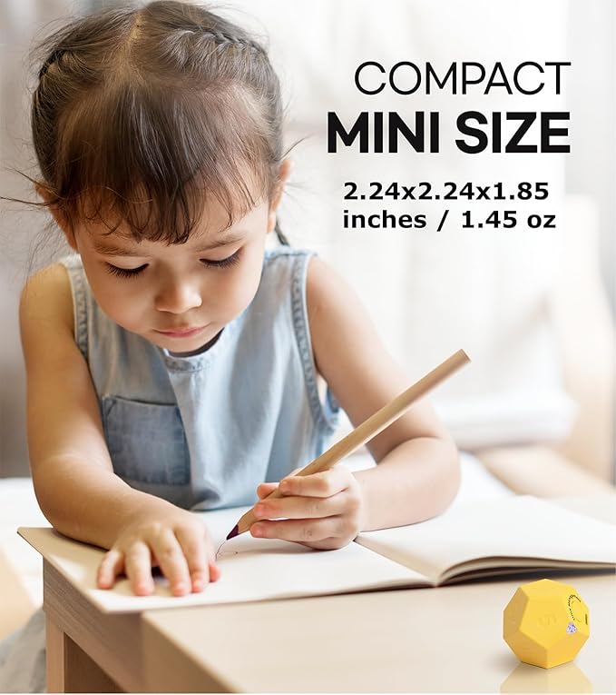 Cube Pomodoro Timer, Rechargeable Small Cute, Timer for Kids and Classroom, Kitchen, Cooking, Workout & Study Countdown, Time Management Tool (Honey Yellow)