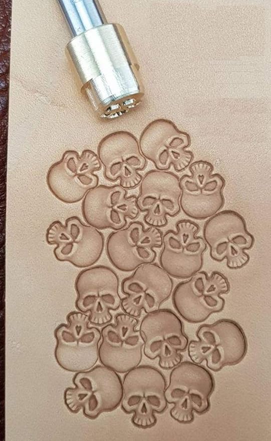 DandS ltd Leather Stamp Tool, Skull, Professional Steel Craft Tool for Leatherworking, Embossing, Carving & Stamping Leather Projects, Belts Wallets & DIY Projects Compatible with Mallet #102