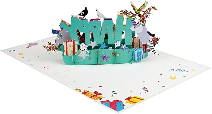 3D Happy Birthday Pop-Up Cards With funny Animal Handmade Gift for Boy, Girl, Wife, Men Inches Aniversary Wedding Christmas Australian animals Birthday Gift for Friend