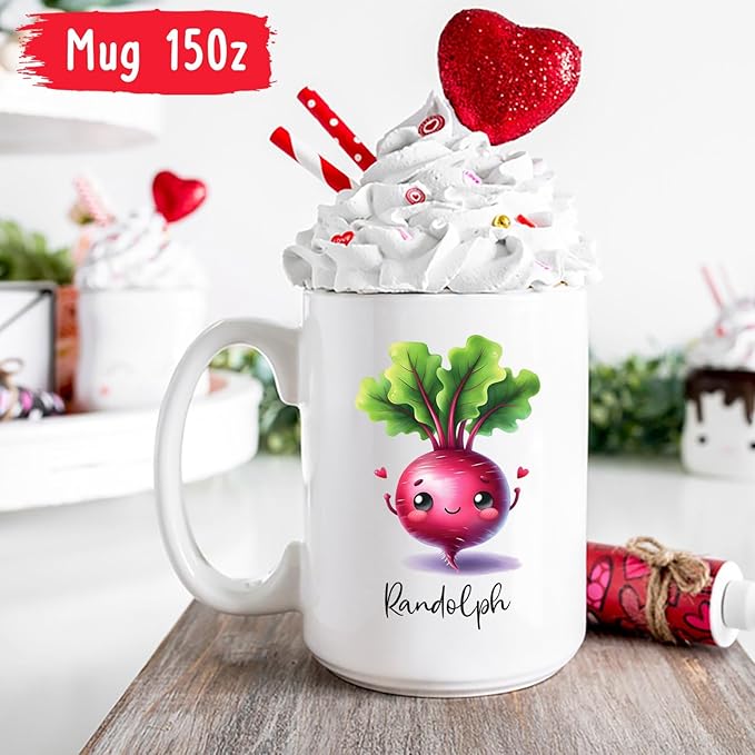 Personalized Beet Lover Coffee Cup Gifts, Veggie Teacup, Custom Vegetable Ceramic Mug With Name, Cute Beet Mug Gifts For Kids, Gardener Travel Mug, Customized Beet White Porcelain Cup 11oz 15oz
