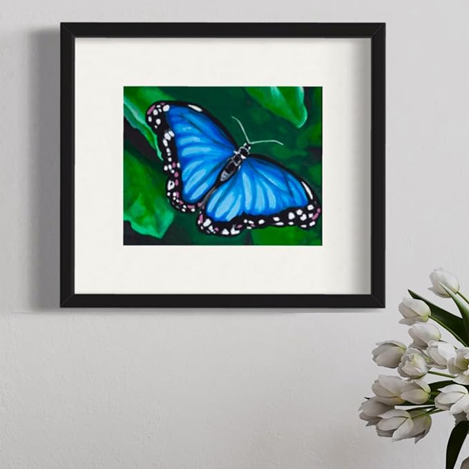 DIY Art Painting Kit for Adults – Learn to Paint Blue Butterfly with Video Tutorials – 9 Pieces Acrylic Paint Set for Kids – Perfect Christmas Gifts for Grandkids, Beginners & Art Lovers
