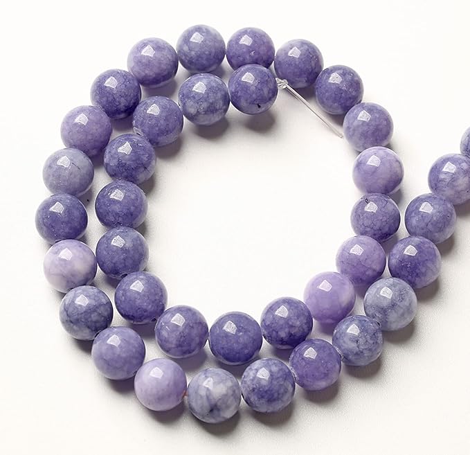 90PCS 8MM Lavender Purple Chalcedony Stone Loose Beads for Jewelry Making DIY Bracelet Necklace