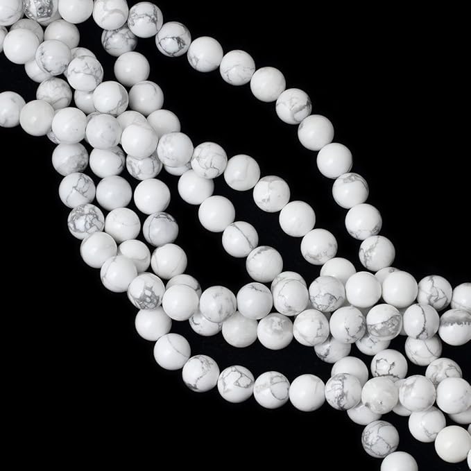 10mm 35PCS Natural White Howlite Gemstone Round Loose Stone Beads for Jewelry Making DIY Crafts Design 1 Strand 15"