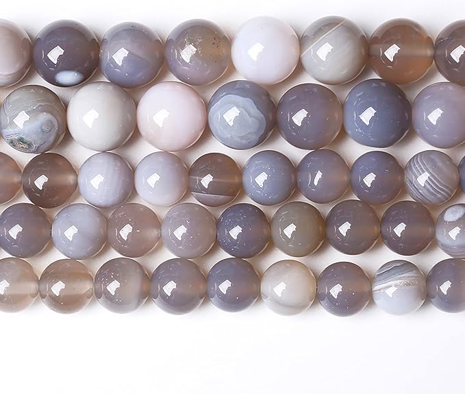 32pcs 12mm Natural Gray Striped Agate Beads for Jewelry Making Round Loose Beads DIY Bracelets Necklaces Energy Healing Stone Beads 15" (12mm, Gray Striped Agate)