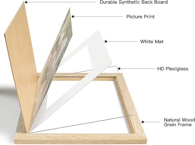 20x24 Picture Frame with Mat for 16x20 Set of 3, Natural Wood Grain 20x24 Frame for Wall Mounting (3 Pack, Natural)