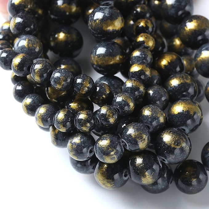 60pcs 6mm Natural Blue Black Lapis Lazuli Jade Beads for Jewelry Making Round Loose Beads DIY Bracelets Necklaces Energy Healing Stone Beads 15" (6mm, Blue Black Lapis Lazuli Jade)