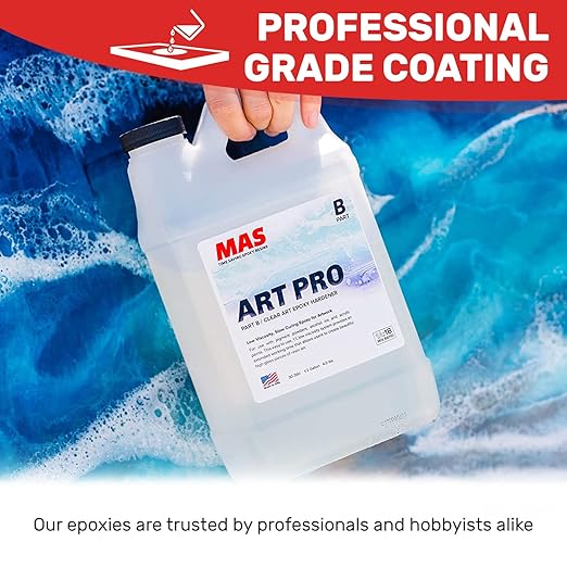 MAS Epoxies Art Pro Epoxy Clear Kit 2-Gallon (1-Gal Resin and 1-Gal Hardener) Low Viscosity and Enhanced UV Resistance, Ideal for Jewelry Making, Flower Preservation, and Other Resin Crafts