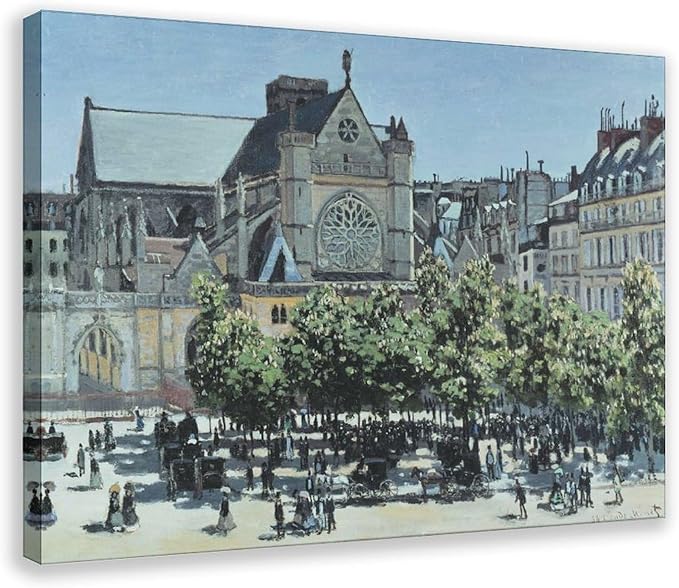40+ Monet Famous Print Posters St. Germain L'Auxerrois by Claude Monet Impressionism Canvas Posters Print Wall Art Bedroom Office Room Decor Gift Frame 24×36inch(60×90cm)
