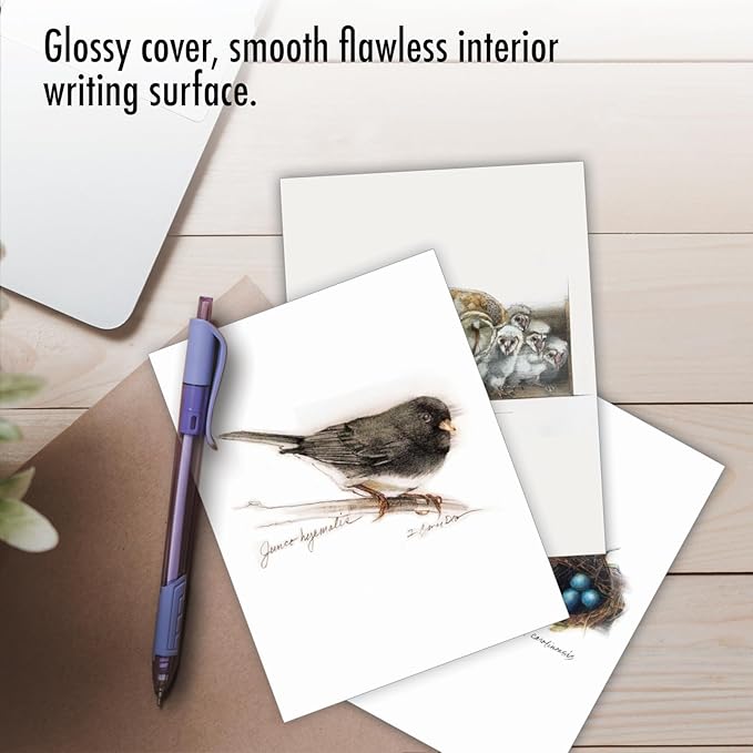 The Best Card Company - 20 Blank Bird Notes with Envelopes - All Occasion Wildlife Nature Animal Card Assortment (10 Designs, 2 Each) - Birds Watching AM3199OCB-B2x10