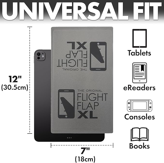 Airplane Tablet Holder, Flexible Cell Phone and Tablet Holder Extra Large 12x7”, Folding Cellphone Stand for Desk, Kindle, Bed, Airplane Gadgets Long Travel Essentials (Gray)
