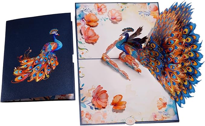 Colorful Peacock Greeting Card, Creative Peacock 3D Pop Up Card for Birthday, Congratulations Wedding, Mother Day, Thank you Cards.