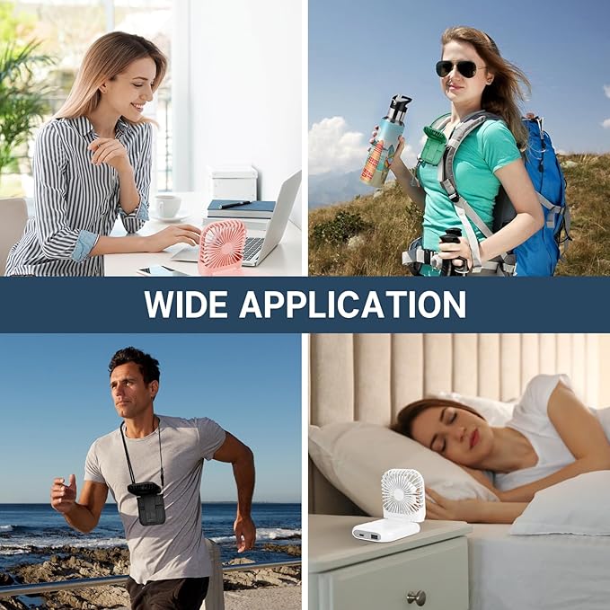 FADACHY Mini Fan,USB Portable Charger Handheld Fan, Small Personal Fan with 3 Speeds Neck Fan 3000mAh Power Bank