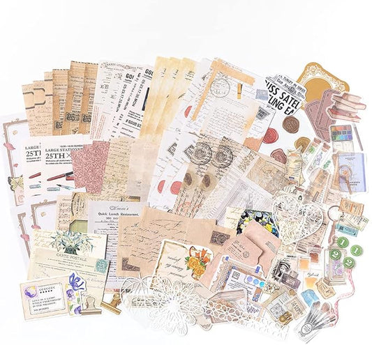 Alideco 260pcs Vintage Scrapbook Supplies Pack for Art Journaling Bullet Junk Journal Planners DIY Paper Stickers Craft Kits Notebook Collage Album Aesthetic Cottagecore Picture Frames(Book study)