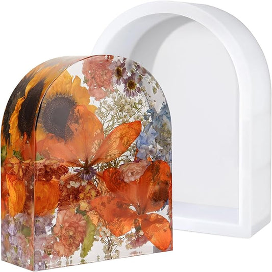 wisedry 3-Inch Extra Deep Silicone Resin Mold for Epoxy, Resin Casting Mold with Acrylic Support, Large Epoxy Mold for Dried Flower Preservation, Insects, Home Decors, DIY Art (10 x 8 inch)