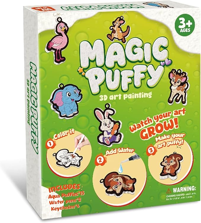 Ngbbby Foam Texture Painting Kit, Animal Texture Foam Paint Kit for Kids and Adults, Including 15PCS Paper, 12 Colors Acrylic Markers, 2 Water Brushes