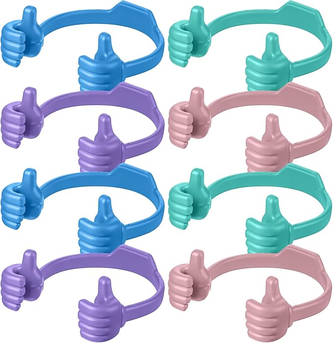Yaomiao 8 Pcs Thumbs up Cell Phone Stands Universal Cell Phone Holder Flexible Mobile Phones Stand Adjustable Smartphone Stand Holder for Desk Offices Bedrooms Airplanes Travel (Macarons Color)