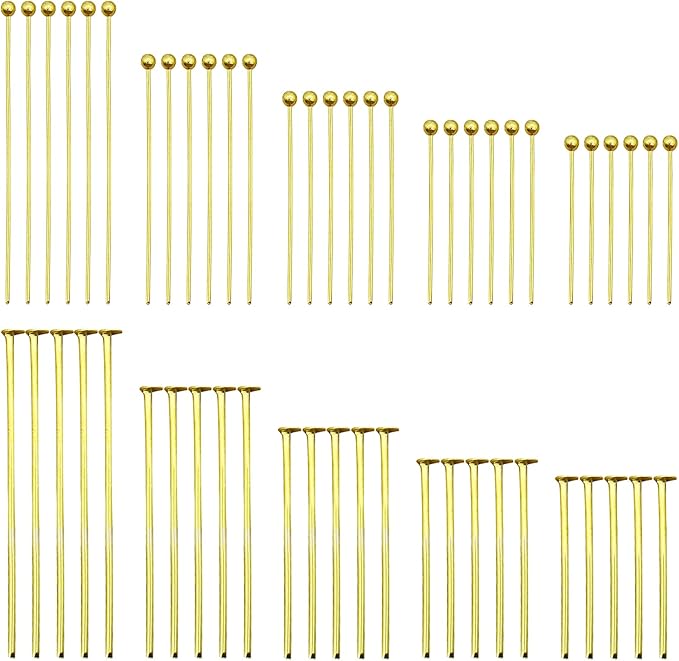 1000pcs Head Pins for Jewelry Making,Ball Head Pins Flat Heads Pin Beading Pins for Beading Jewelry Making(Gold,18mm,20mm,24mm,30mm,35mm)