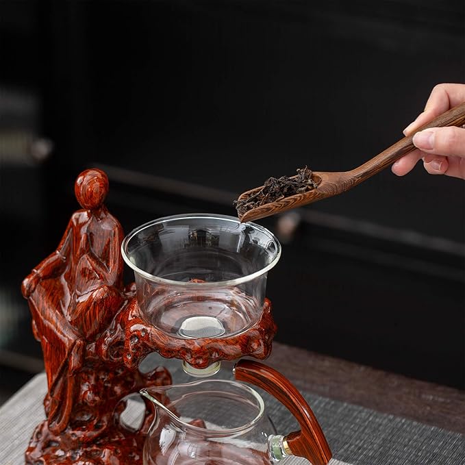 Kungfu Tea Sets Semi Automatic Glass Teapot Set (Meditation-red)