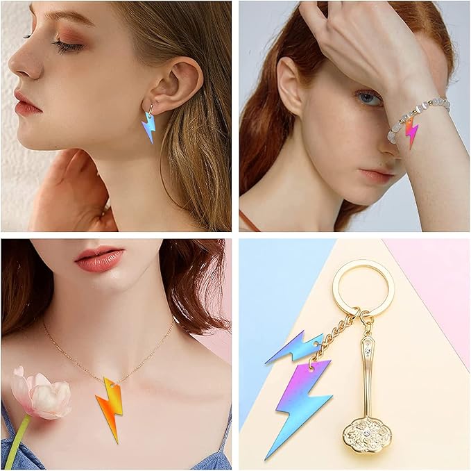 103Pcs Lightning Shape Resin Earring Mold Silicone Resin Jewelry Molds 3 Pair Epoxy Resin Casting Molds for Women Earring Crafts Including 100 Earring Accessories DIY Necklace Pendant