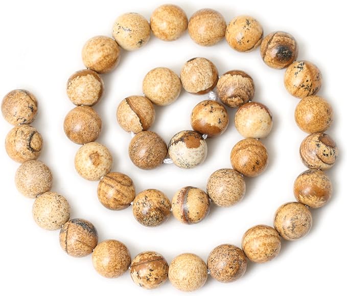 35PCS 10mm Natural Picture Jasper Stone Round Loose Beads for Jewelry Making DIY Findings 1 Strand 15"