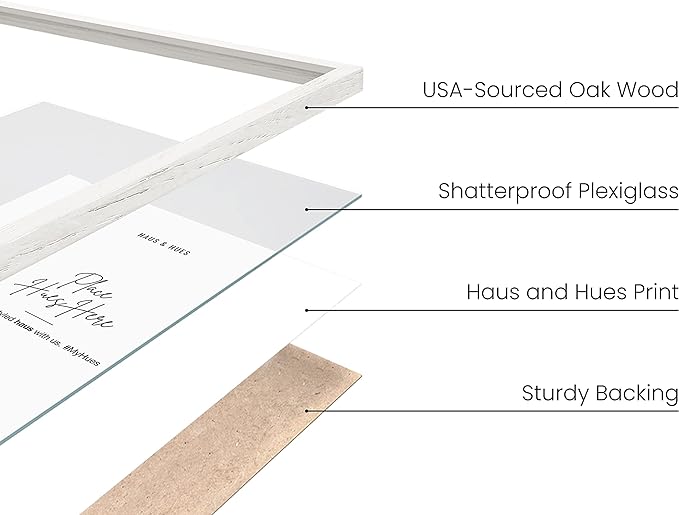 HAUS AND HUES White Oak Wood 11x14 Picture Frames - Set of 6, Modern Frames for Posters and Gallery Walls