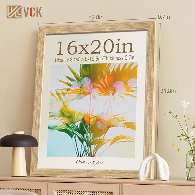 VCK 16x20 Solid Wood Poster Frames for Wall, Natural Oak Picture Frame 3 Pack, Wall Gallery Frame