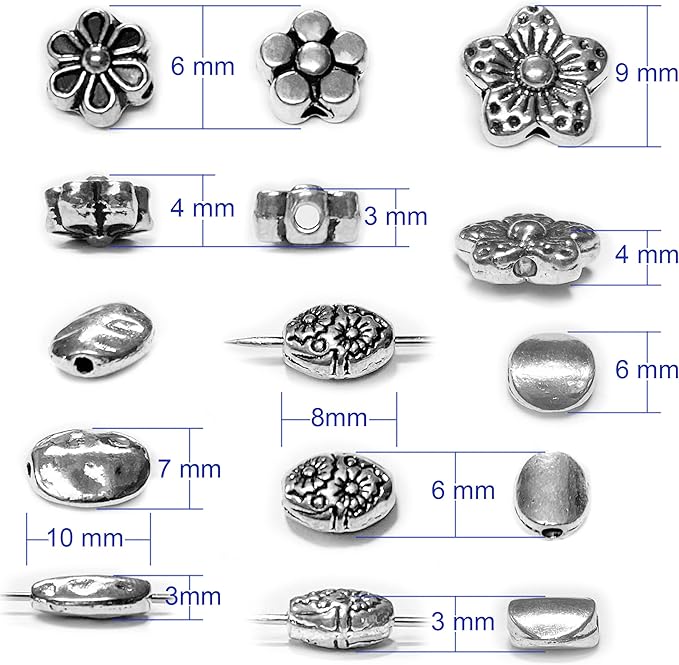 Tibetan Silver Spacer Beads - 240pcs Set for Adults' Jewelry Making - Flat, Small Seed Beads for Necklaces, Earrings & Bracelets