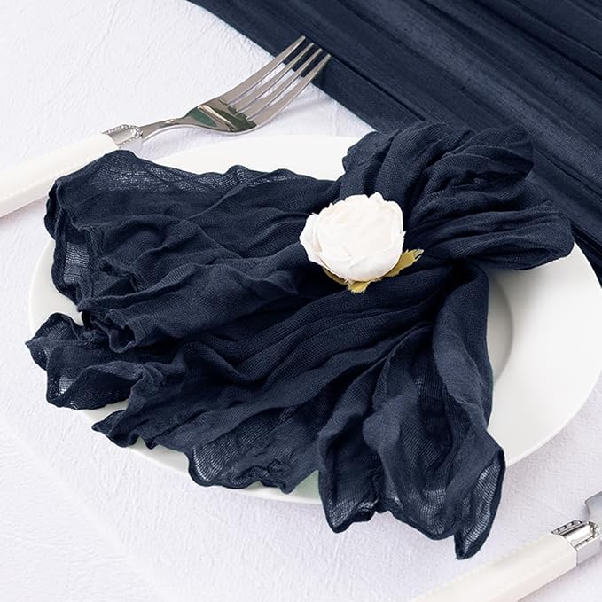 20 Pack Navy Blue Cheesecloth Napkins Spring Cloth Napkins Set of 20 Navy Dinner Napkins Bulk 21x21 Inches for Wedding Bridal Shower Baby Shower Valentine's Day