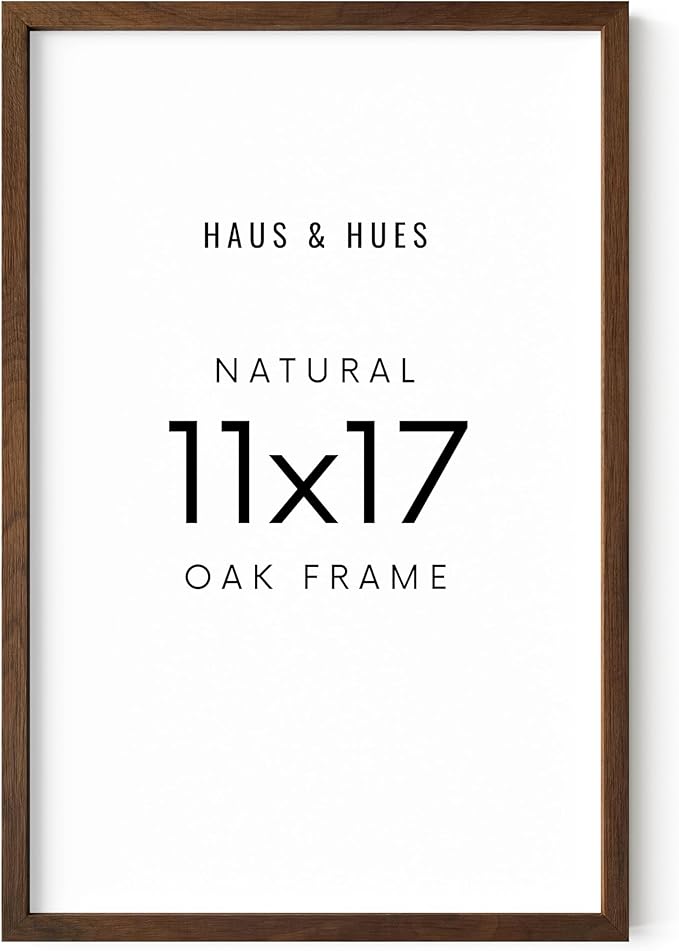 HAUS AND HUES 11x17 Walnut Oak Frame - Wooden Poster Display, Rustic Wall Mount (Standalone, Set of 1)