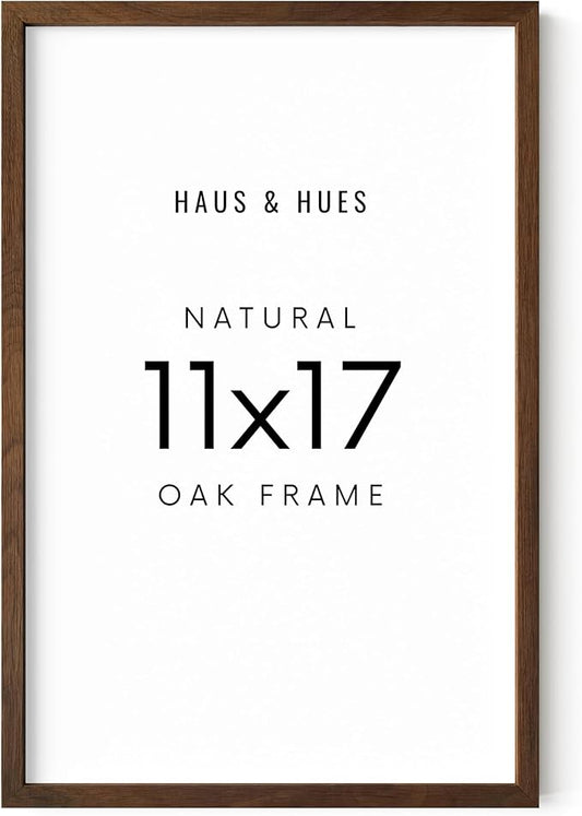 HAUS AND HUES 11x17 Walnut Oak Frame - Wooden Poster Display, Rustic Wall Mount (Standalone, Set of 1)
