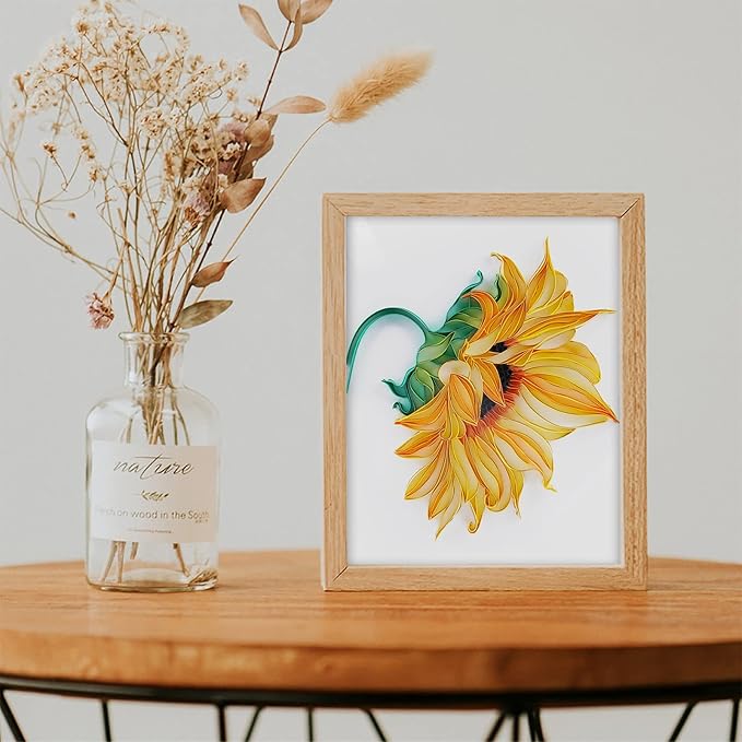Uniquilling Quilling Kit Paper Quilling Kit for Adults Beginner, Handmade DIY Craft Quilling Paper Filigree Painting Kit Tools, Home Room Wall Art Decor Perfect Gifts, 8 * 10-inch Sunflower (Basic)