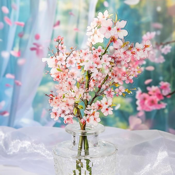 180Pcs Floral Scrapbook Stickers for Junk Journal, Nature Flower Clear PET Stickers for Scrapbooking, Planner, Journaling Supplies, Bullet Journal, Crafting (Pink Garden)